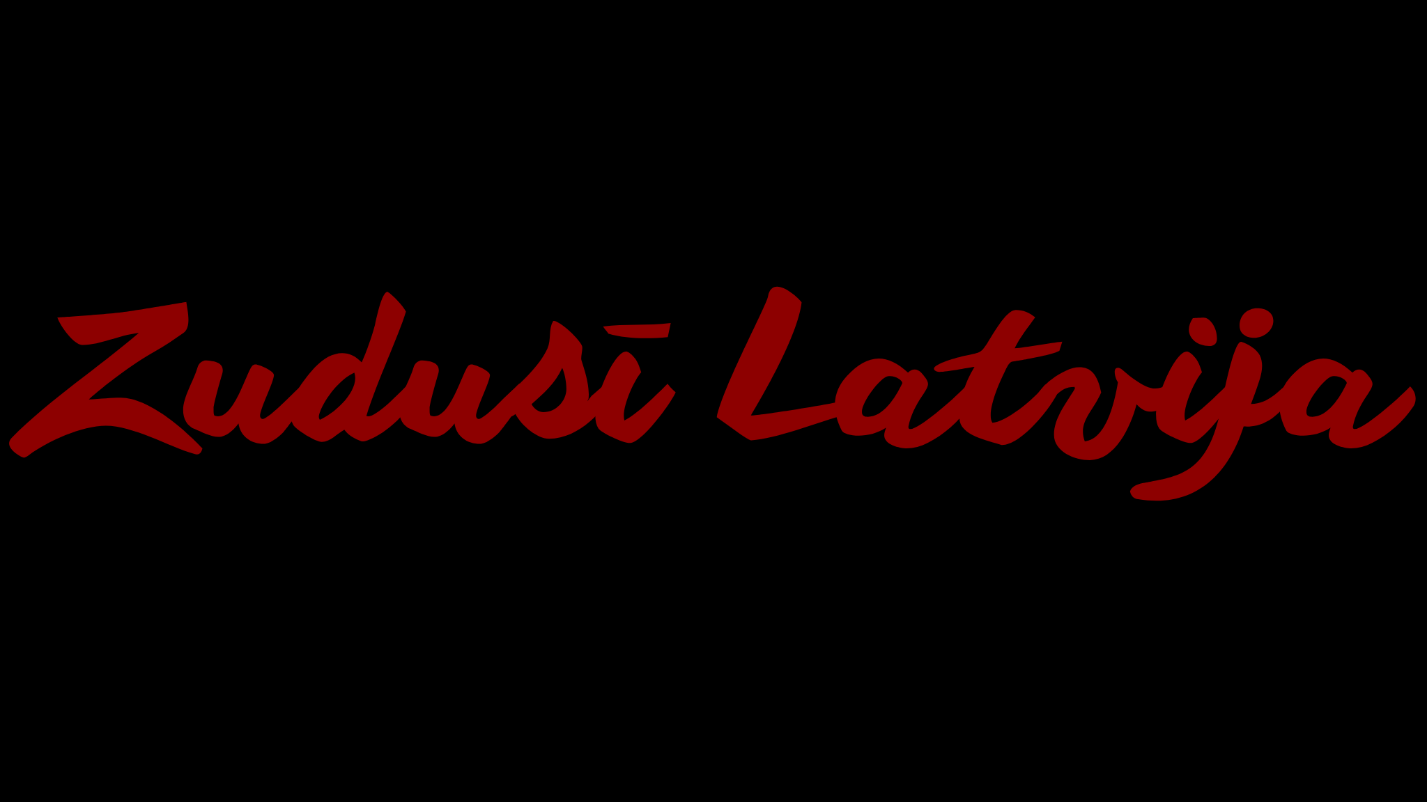 Red text 'Zudusī Latvija' on a black background